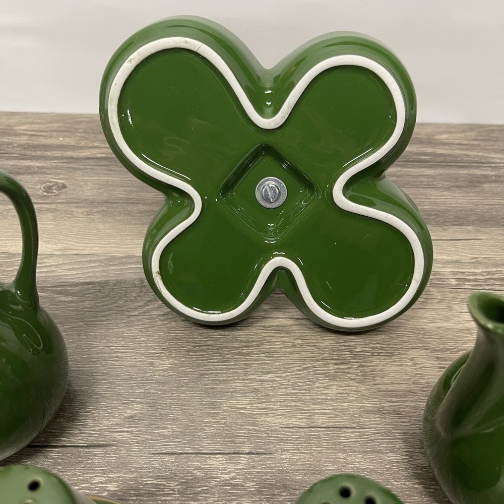 Sao Paulo Brasil Cruet Set Ceramic Green Brazil Flag 5 Piece Caddy - Picture 9 of 16